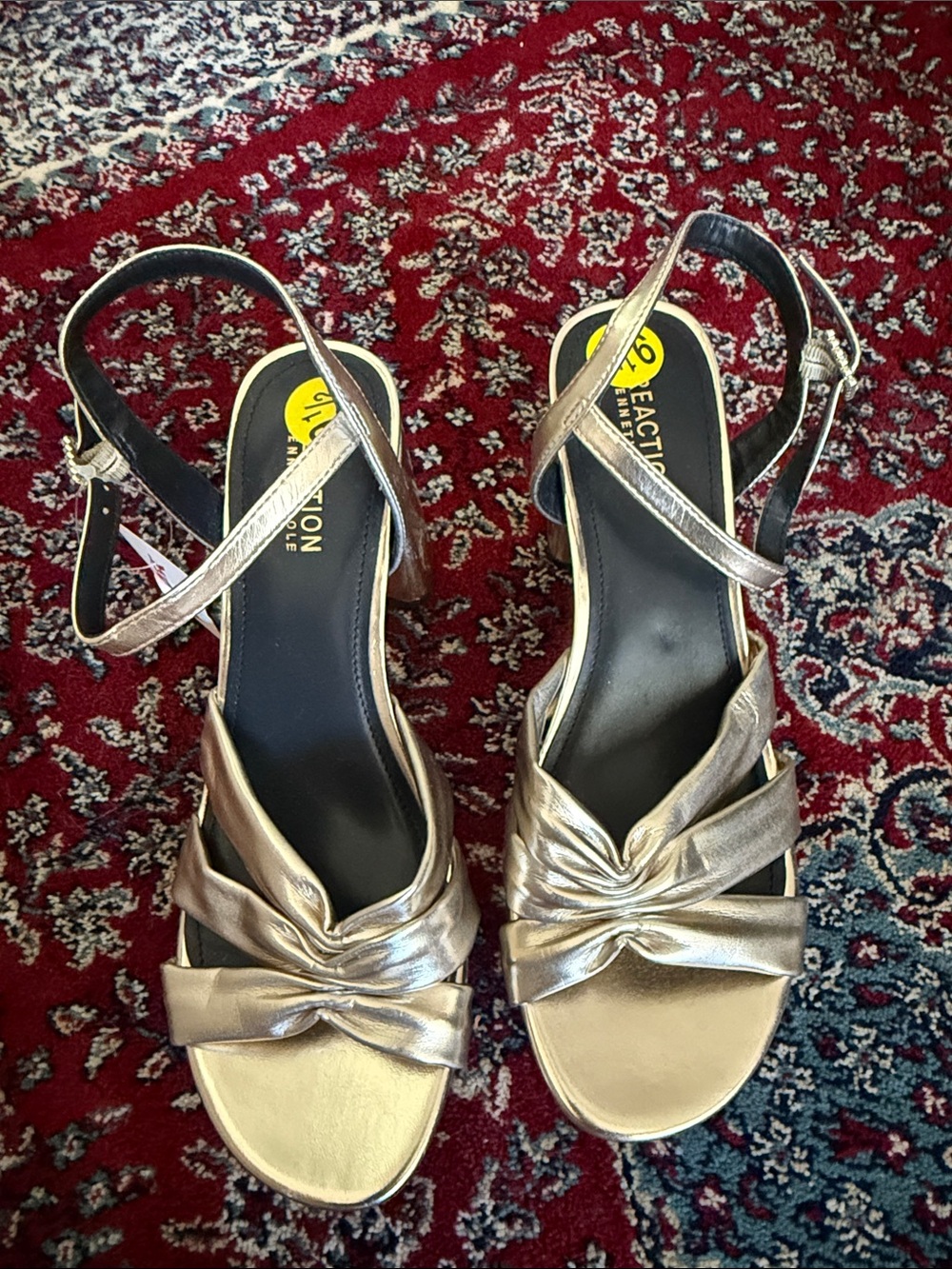Reaction Kenneth Cole Gold Knot Slingback Heels